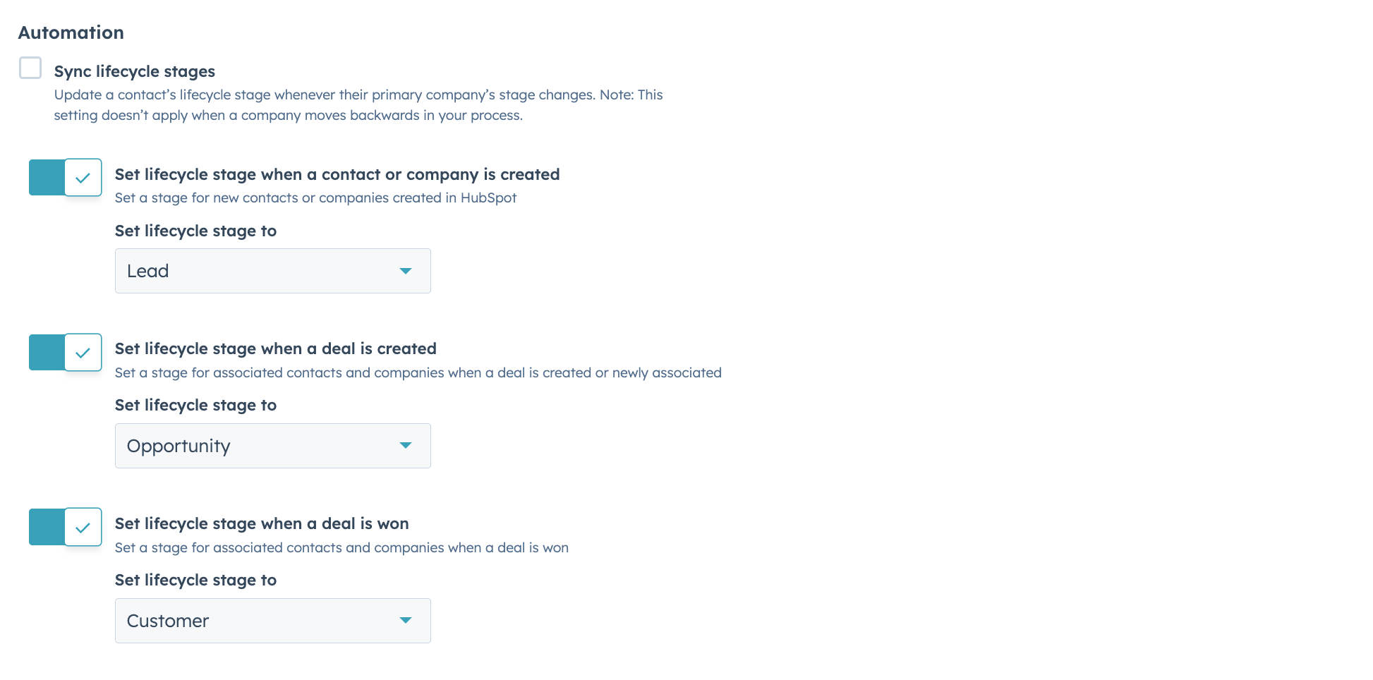 Automate Lifecycle Stage on HubSpot