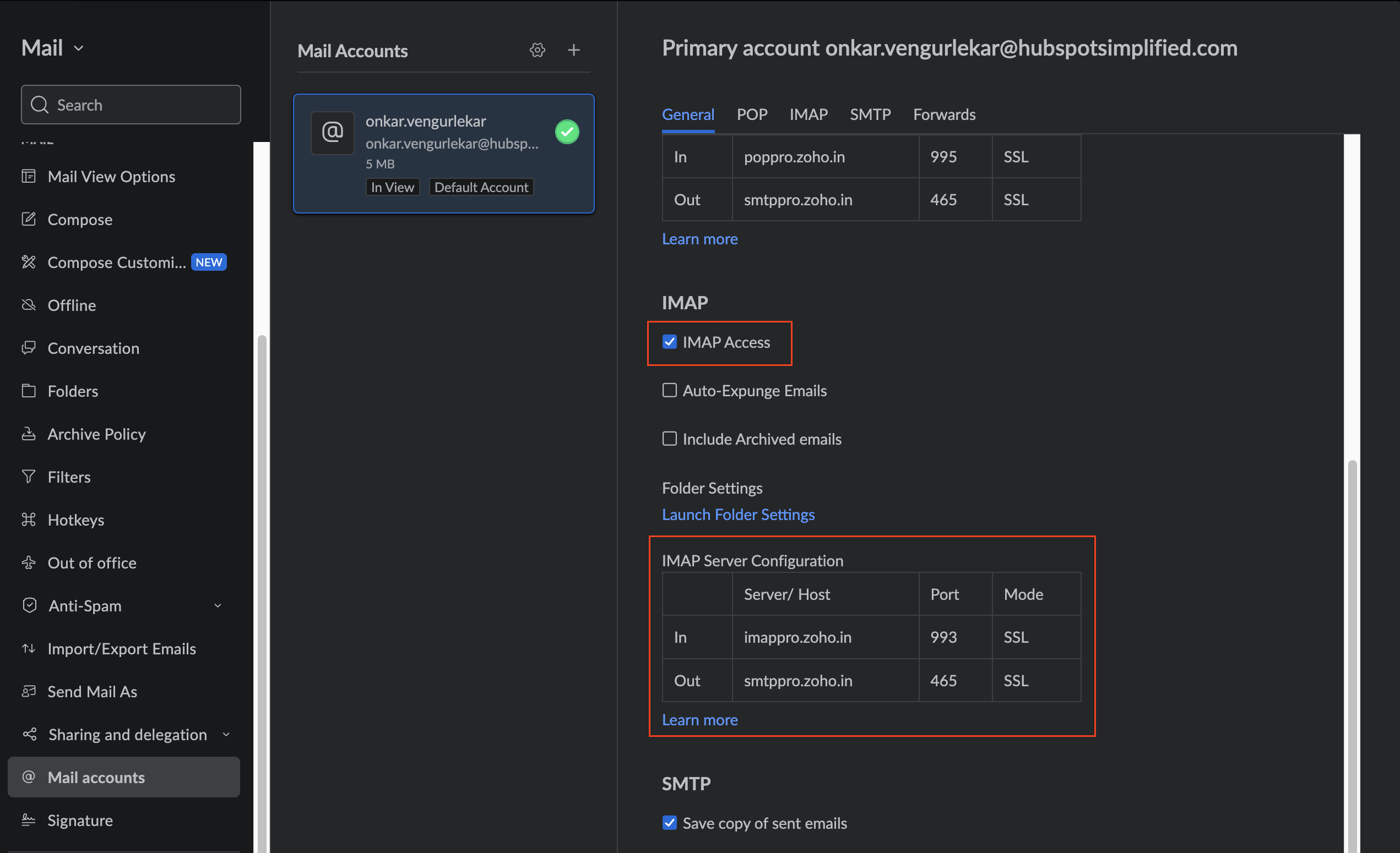 Connect Zoho mailbox to HubSpot