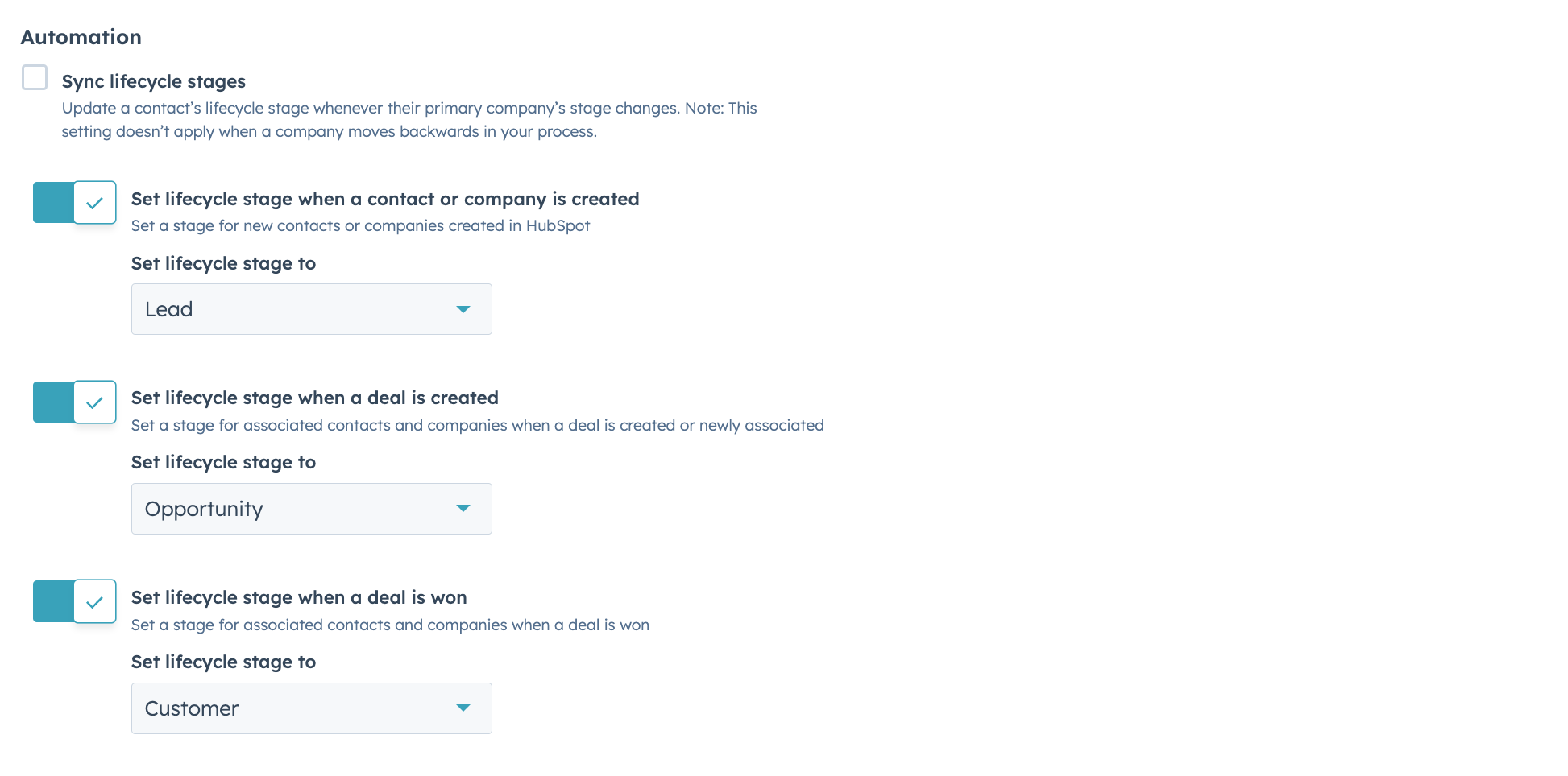 Automate Lifecycle stage on HubSpot